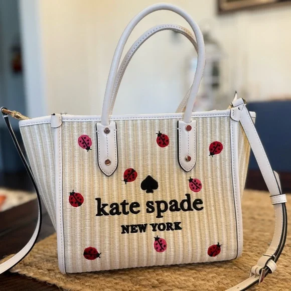 Kate Spade Beige and White Ladybug Tote - Picture 1 of 4